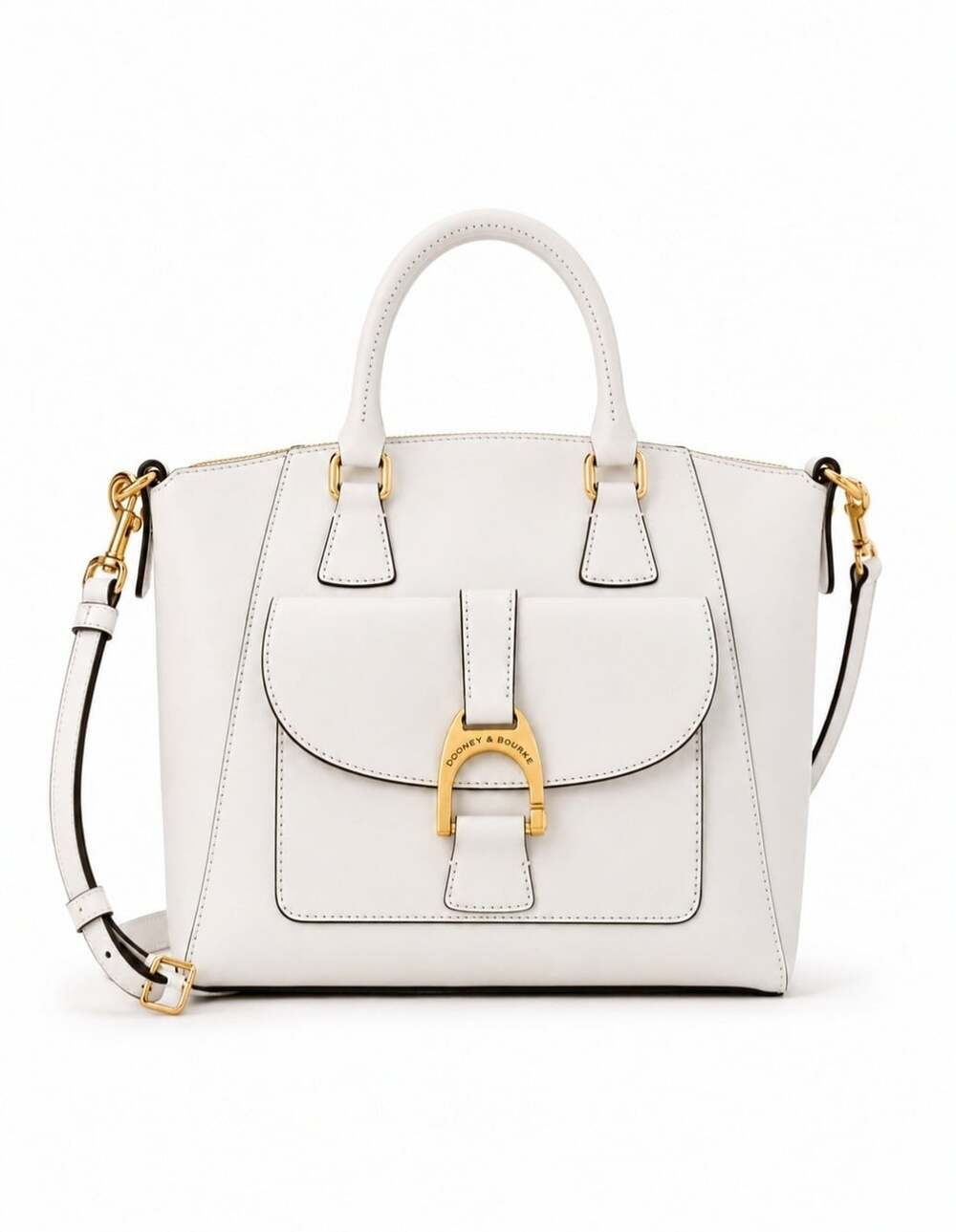 Dooney & Bourke Naomi Satchel White Leather Gold Hardware NWT BEMER1379